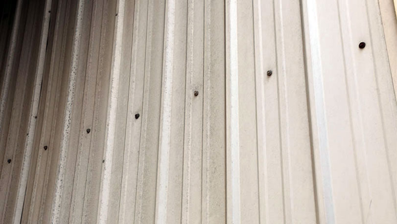 青島啤酒廠彩涂鋼板 采用的是普通PE，顏色為白灰